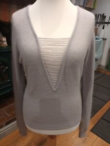 TOPSHOP Ladies Jumper Size 14 Light Grey Wool Angora Blend Very Soft VGC