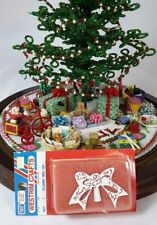 Original Westrim Beaded Mini Christmas Tree Topper * Lacy White Enamel Bow #4671