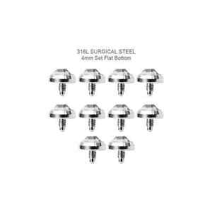 10 Pieces 14 Gauge Dermal Flat Bottom Dome Surgical Steel with 4mm Clear CZ Gems