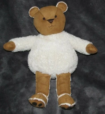Oso de peluche Baby Gap Brannan juguete de peluche marfil crema sherpa bronceado imitación gamuza Foto 1 de 2