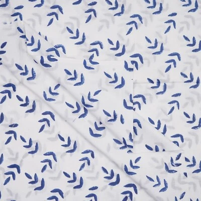 2.5 Yards Fabric Indian Blue Floral Hand Block Print Cotton Fabric Sewing Fabric - Image 1 of 4