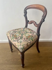 Victorian Balloon Back Side Chair, bedroom chair, traditionally reupholstered - Picture 1 of 7