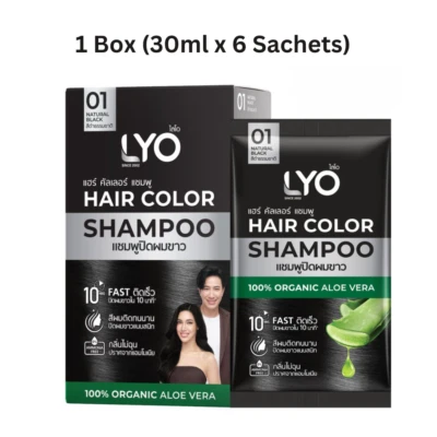LYO Hair Color Shampoo Dye Cover Gray White 100% Organic Natural Black Color x6 - Image 1 of 4