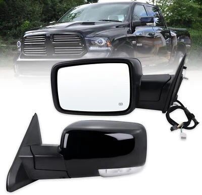 Mirrors Set For 2014-2018 Ram 1500 Power Fold Power Adjust Heated Puddle Light - Image 1 of 4