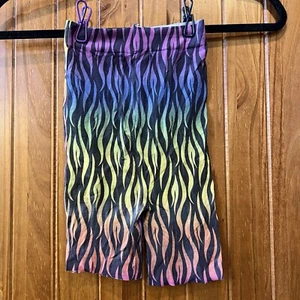 Dollskill Rainbow Flame Pattern Stretch Sheer Bike Shorts - One Size - Picture 1 of 2