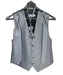 Men's Bali Silver Tuxedo Vest with Bow Tie & Two Long Ties Size XLL Tall - Picture 1 of 2