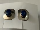 Vintage   Sterling Silver Lapis Earrings  Signed Fc