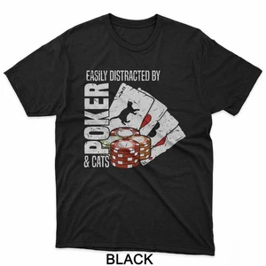 Pokerspieler leicht abgelenkt von Poker und Katzen T-Shirt - Bild 1 von 6
