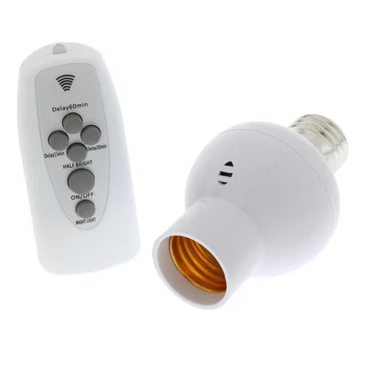 Dimmable Wireless Remote Control E27 Bulb Socket Holder Timer Setting - Image 1 of 4