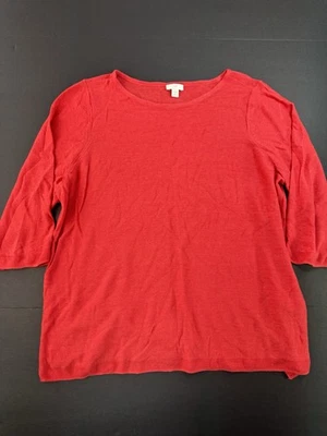 Suéter J. Jill Mujer Mezcla de Lino Talla 1X Rojo Manga 3/4 Ligero Tejido Fino Foto 1 de 4