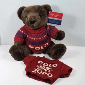 Peluche orsacchiotto Ralph Lauren 15" marrone polo orsacchiotto 2000 snodato NUOVO  - Foto 1 di 12