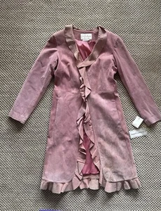 Gabardina de Colección Margaret Godfrey Rosa Gamuza Cuero Volantes Talla 10 Hada Y2K Nueva con Etiquetas - Imagen 1 de 10