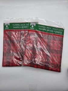 Two New In Package Christmas House 52” X 70” Table Clothes  Red Plaid Holiday - Picture 1 of 8