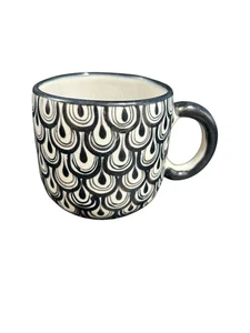 Peacock Guatemala Redware Mug Ceramica Mayan Hand Painted Black White - Picture 1 of 9