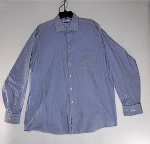 Van Heusin Herren 16 1/2,34/35 Farbe blau gestreift Knopfleiste Kragen Hemd - Bild 1 von 4