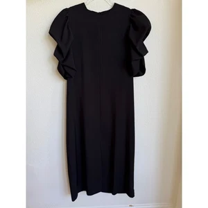 Kate Hawk Black Midi Dress Puff Sleeve Cocktail Party Career Women's Size S - Picture 1 of 11