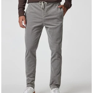 Vuori Optimist Pant Men Size Medium Gray Corduroy Drawstring Shitake V440 - Picture 1 of 13