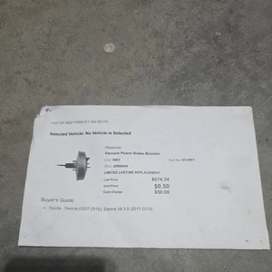 A1 Cardone 53-4941 Power Brake Booster For 07-16 Toyota Sienna - Bild 1 von 1