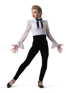 Costume Gallery Beethoven Jazz Tap Dance Costume Child Large White Black NEW - Picture 1 of 10