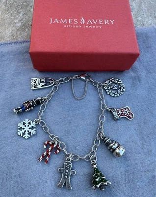 James Avery NEW Christmas Bracelet 9 Charms with 1 Retired Charm Original Box - Image 1 of 4