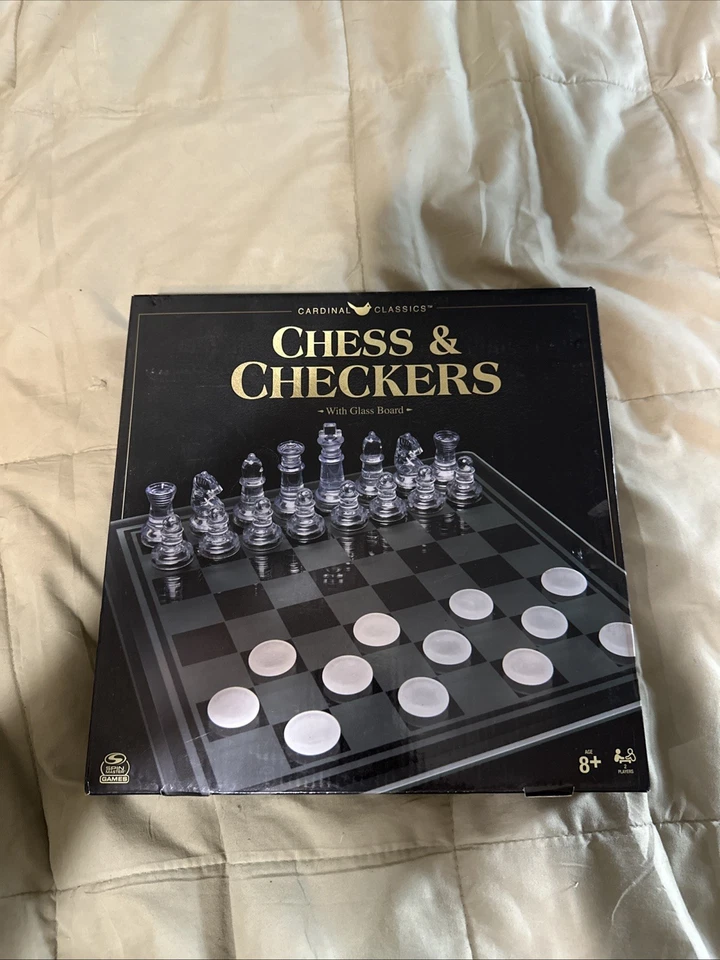 Cardinal Classics Ajedrez y Damas con Tablero de Cristal NUEVO Foto 1 de 4