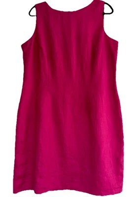 Vestido de linho AGB tamanho 16 magenta rosa sem mangas forrado clássico - Imagem 1 de 4