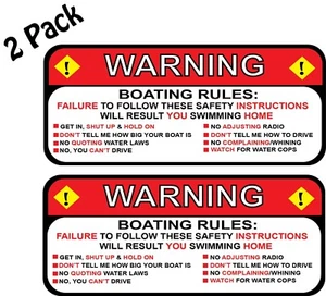 Pair (2) Boating Rules Warning Ski Fishing Decal Sticker Funny 2.5" x 5.25" p214 - Bild 1 von 1
