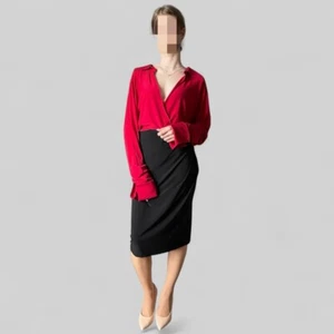 Norma Kamali Kamalikulture Women’s Black/Red Long Sleeve Stretch Dress – Size M - Picture 1 of 9