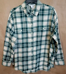 OLD NAVY CAMICIA DONNA FIDANZATO MANICHE LUNGHE VERDE E BIANCO A QUADRI TAGLIA LG #4520 - Foto 1 di 8