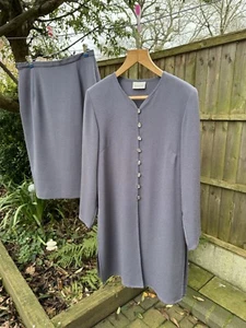 JACQUES VERT UK 12 EU 12 Plum Grey Tunic & Skirt Set Long Sleeves Slits Darts - Picture 1 of 23
