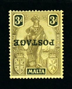 [MALTA] 1926: 3d SG 149 Black Inverted ‘POSTAGE’ Overprint (MNH) - Picture 1 of 2