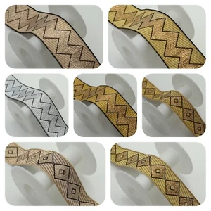 3M 3 or 4 Cm Wide Metallic Zari Lace Craft trim Indian Saree Lace embellishment - Picture 1 of 38