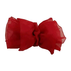 Hair Clip Barrette RED OVERSIZED Ruffle Bow NEW 1990's Vtg - Picture 1 of 6