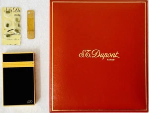 S.T. Encendedor de gas Dupont oro negro con caja - Imagen 1 de 6