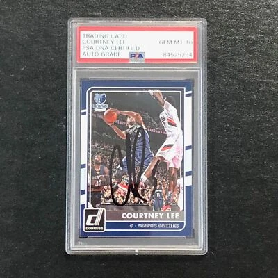 Tarjeta firmada por Courtney Lee 2015-16 Donruss Baloncesto #193 AUTO 10 PSA losa Gri Foto 1 de 2