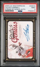 PSA 9 Calais Campbell 2008 UD Masterpieces Stroke Of Genius RC Autograph Pop 1