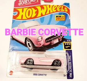 56 Corvette  - Barbie  - Pink - 2023 - Hotwheels  - Mattel - Picture 1 of 6