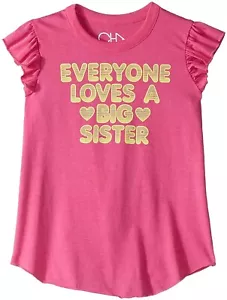 Camiseta Chaser 256914 Niños Niñas Big Sister Love Vintage Flutter Rosa Talla 8 - Imagen 1 de 2