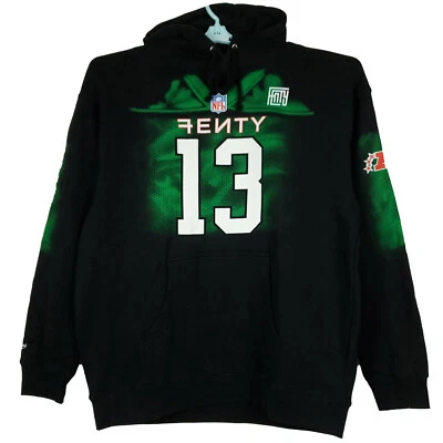 Толстовка с капюшоном Fenty Mitchell & Ness NFL L большая флисовая AFC NFC #13 черная зеленая новая с ценниками - Изображение 1 из 4
