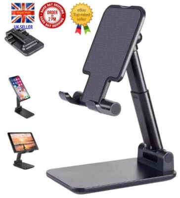 Adjustable Height Universal Mobile Phone Desk Stand Holder Folding Portable - Image 1 of 4