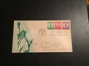 FDC 1940 #899 To 901 On Same Cover With STATUE of LIBERTY Cachet  - Picture 1 of 2