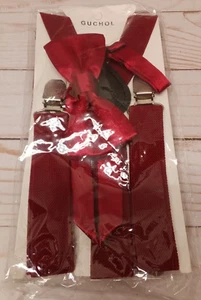 New Guchol Kids Red Suspenders Bow Tie Set Adjustable 33 in. (1-5 Years) - Picture 1 of 3