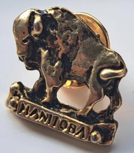 GOLDFARBENE MANITOBA BISON ANSTECKNADEL ABZEICHEN BROSCHE WINNIPEG KANADA NATIONALES SAMMLERSTÜCK  - Bild 1 von 2