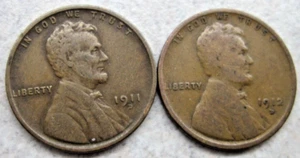 1911D and 1912D Lincoln Wheat Cents - Picture 1 of 2