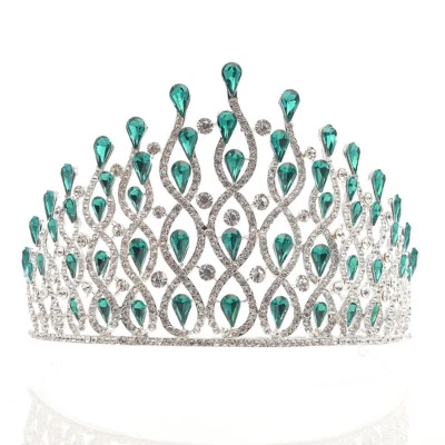 11cm Tall Crystal Tiara Crown Wedding Queen Princess Prom Crown For Women - Image 1 of 2