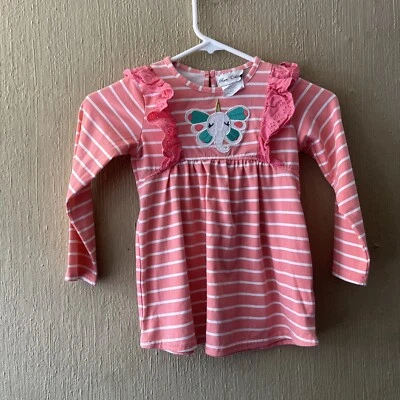 Blusa túnica rosa ilhós renda ilhós meninas tamanho 6 unicórnio edição rara - Imagem 1 de 4