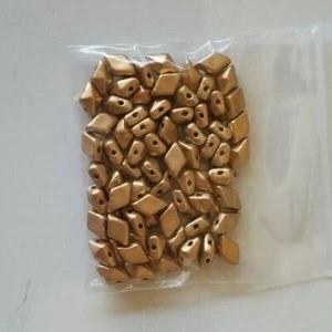 DiamonDuo, Czech pressed glass - Opaque Matte Gold (8582) - Picture 1 of 1