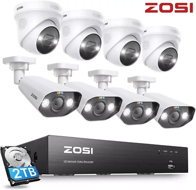 ZOSI POE CCTV 5MP HD Security Camera System Kit 4K NVR Home Surveillance Outdoor - Image 1 of 4