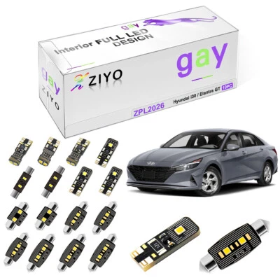 10pcs Deluxe White Interior LED Light Kit For Hyundai Elantra GT / i30 2017-2022 - Image 1 of 4