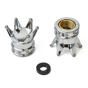 2x Tapa de válvula de neumático para coche y bicicleta corona plateada - Imagen 1 de 1